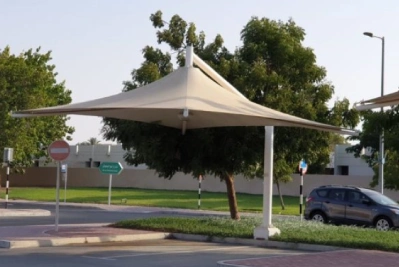 Cone Single Pole Car Parking Shade design pic