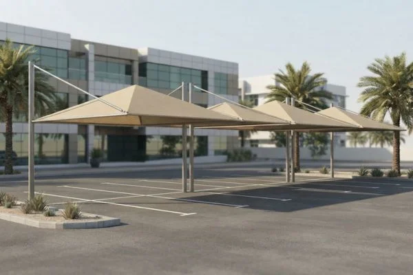 Pyramid arch car parking shade in UAE