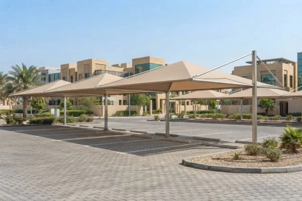 Pyramid top support car parking shade in UAE